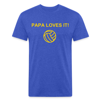 Papa Loves It - Fitted Cotton/Poly T-Shirt by Next Level - heather royal